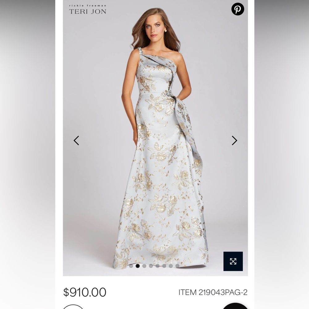 Teri Jon formal dress. Full length, off one shoulder.